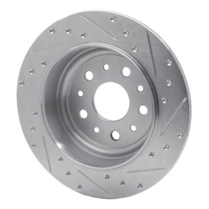 Jeep Wrangler Brake Rotor (1) - Rear Left - R1 Concepts - Drilled & Slotted - Silver - `18-`25